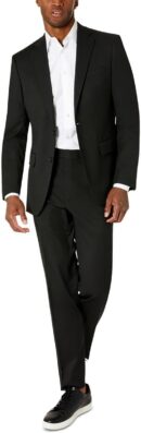 Men Stretch Performance Two Button Suit - Two Piece Business Suit Jacket And Pants