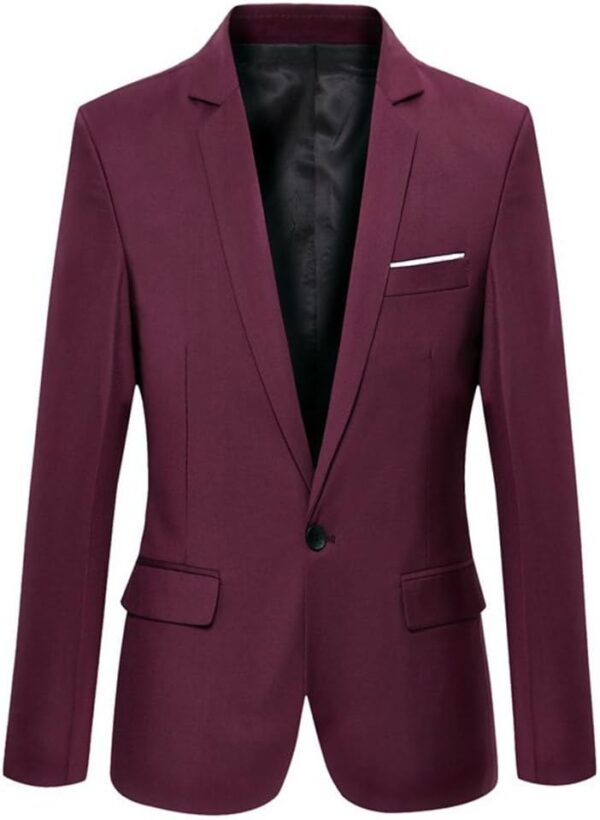 Mens Blazer Jacket Slim Fit Casual One Button Sport Coats