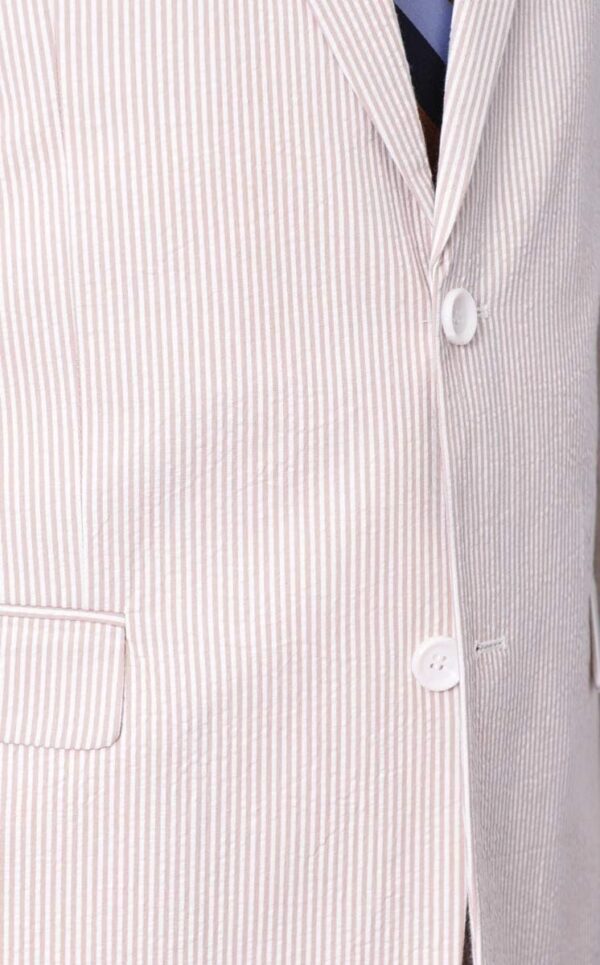 42XL Men 100% Cotton Tan Striped Seersucker Suit - Image 2