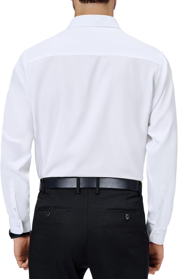 Mens Dress Shirts 4-Way Stretch Long Sleeve Collared Casual Solid Wedding Dating Button Down Shirt - Image 2