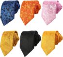 Men's Necktie Classic Silk Tie Woven Jacquard Neck Ties 6 PCS