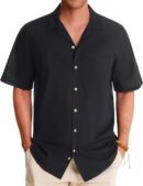Linen Shirts Short  Button Down Shirts Cotton Summer Beach Cuban Shirts Vacation Hawaiian Shirts