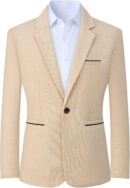 Knit Blazer Men Business One Button Suit Jacket Regular fit Casual Sport Coat Mens Blazer