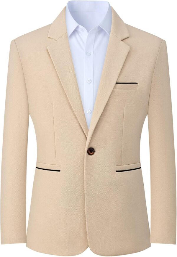 Knit Blazer Men Business One Button Suit Jacket Regular fit Casual Sport Coat Mens Blazer