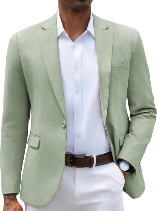 Mens Casual Blazer Slim Fit Sport Coats One Button Stylish Business Suit Jacket