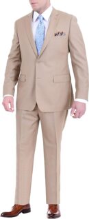 Men Classic Fit Two Button 100% Wool 2 Piece Suit