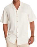 Linen Shirts Short  Button Down Shirts Cotton Summer Beach Cuban Shirts Vacation Hawaiian Shirts