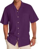 Linen Shirts Short  Button Down Shirts Cotton Summer Beach Cuban Shirts Vacation Hawaiian Shirts