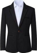 Knit Blazer Men Business One Button Suit Jacket Regular fit Casual Sport Coat Mens Blazer