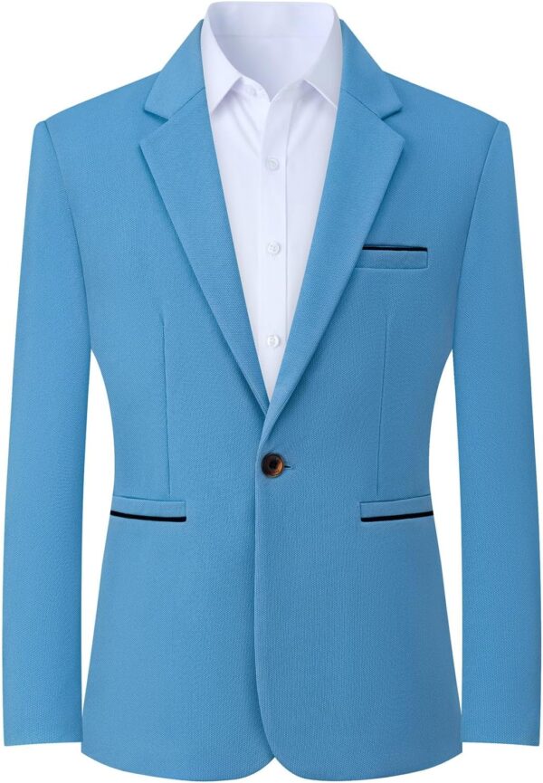 Knit Blazer Men Business One Button Suit Jacket Regular fit Casual Sport Coat Mens Blazer